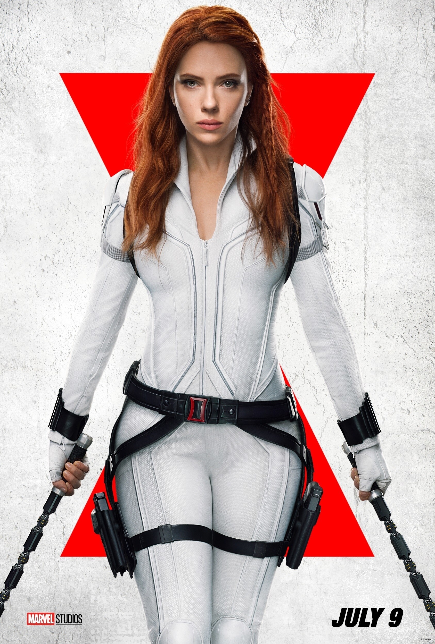 Black Widow theatrical poster featuring Scarlett Johansson as Natasha Romanoff
