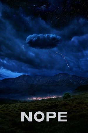 Nope poster showing a dark cloud over a valley at night