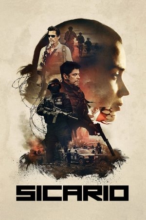 Sicario 2015 theatrical poster featuring Emily Blunt, Benicio Del Toro, and Josh Brolin